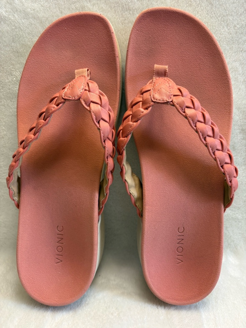 Vionic Women's Sunrise Kenji Toe Post Platform Sandals Terra Cotta Sz 11